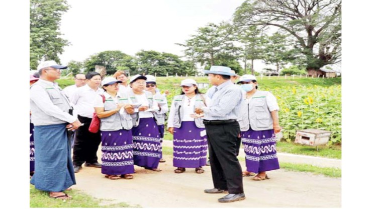 ဒုတိယဝန်ကြီး ဒေါက်တာတင်ထွဋ် တပ်ကုန်းမြို့နယ်နှင့်ရမည်းသင်းမြို့နယ်ရှိ တောင်သူ စိုက်ခင်းများ ကွင်းဆင်းကြည့်ရှု