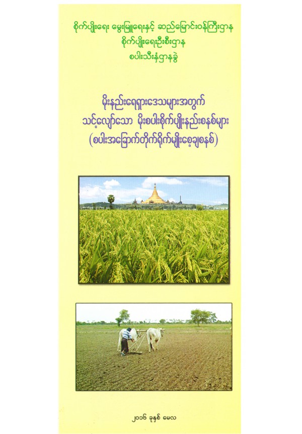 မိုးနည်းရေရှား​ဒေသများအတွက် သင့်လျော်သော  မိုးစပါး စိုက်ပျိုးနည်းစနစ်များ