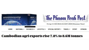 Cambodian agri exports rise 7.8% to 8.6M tonnes